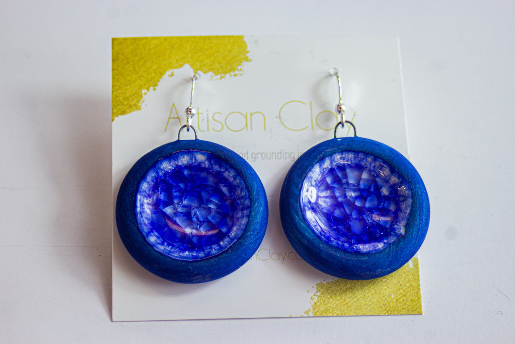 Cobalt blue rounds with blue recycled glass