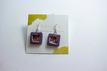 Load image into Gallery viewer, Purple squares with crackle recycled glass
