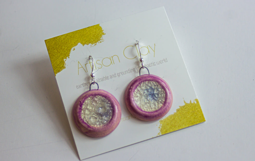 Pink rounds with crackle recycled glass