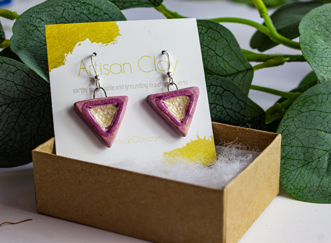 Pink triangles with crackle recycled glass