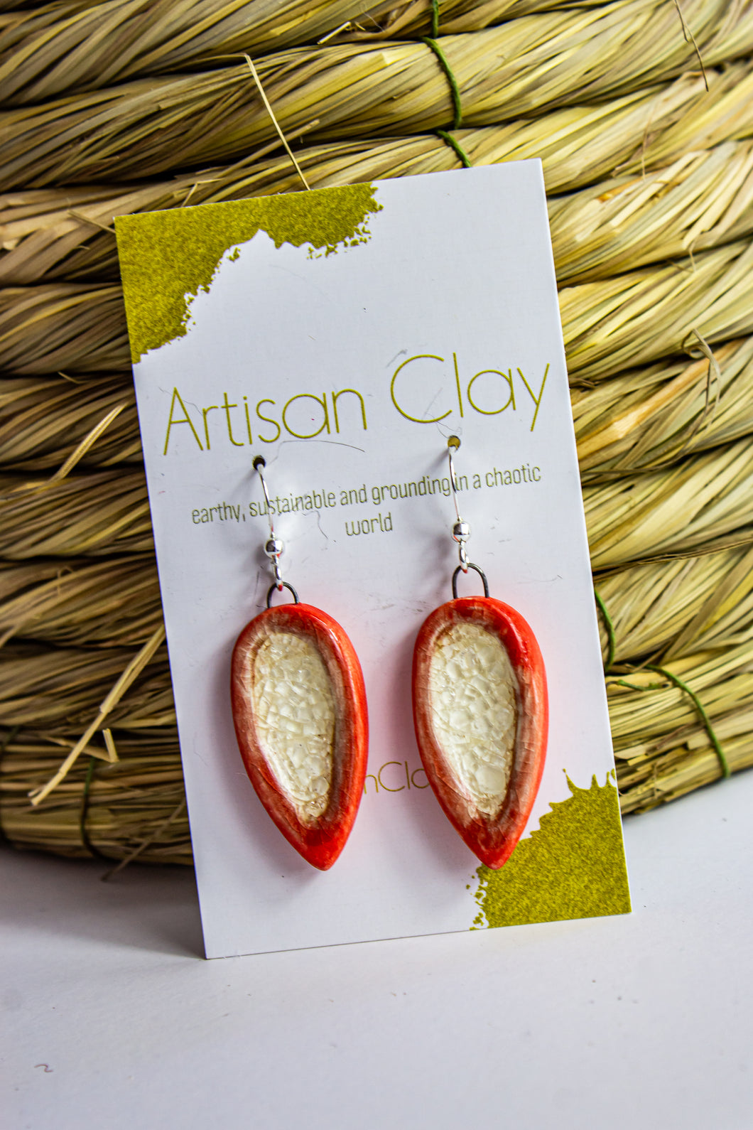 Red teardrops with crackle recycled glass