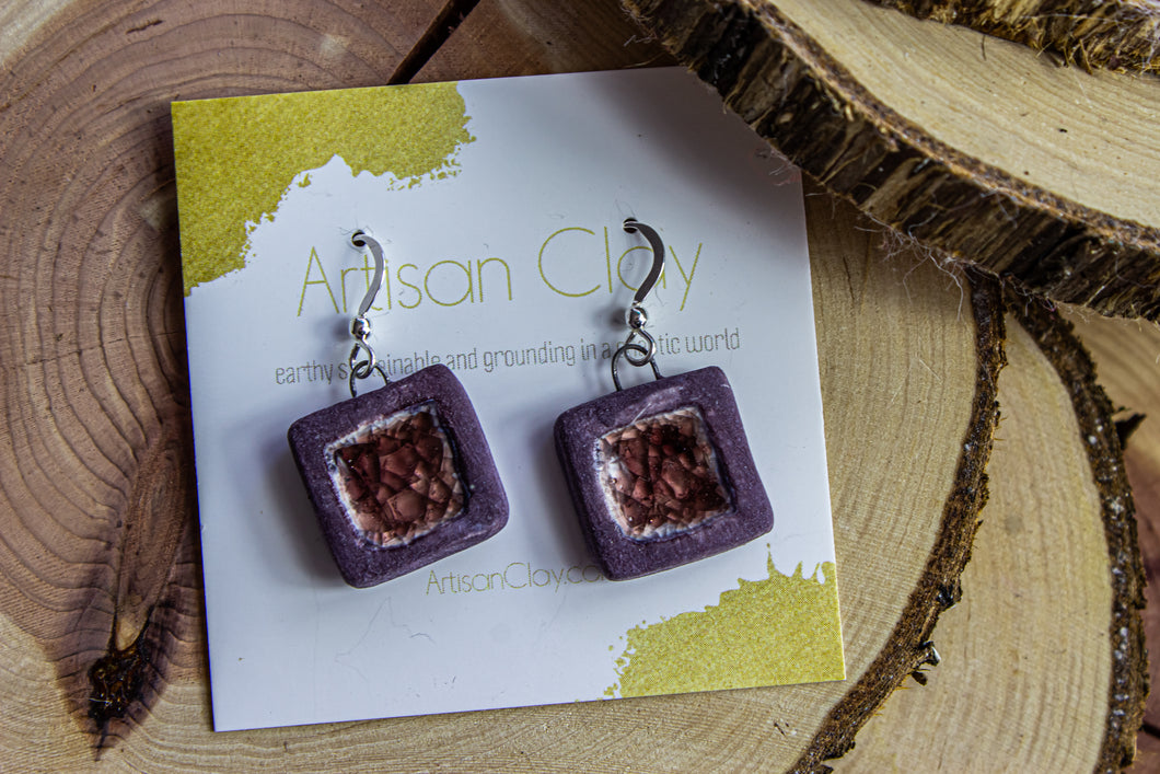 Purple squares with crackle recycled glass