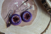 Load image into Gallery viewer, Purple rounds with purple crackle recycled glass
