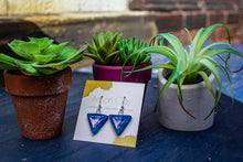 Load image into Gallery viewer, Cobalt triangle charms with crackle recycled glass
