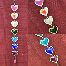 Load image into Gallery viewer, Rainbow hearts Ceramic wall hanging
