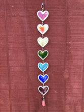 Load image into Gallery viewer, Rainbow hearts Ceramic wall hanging
